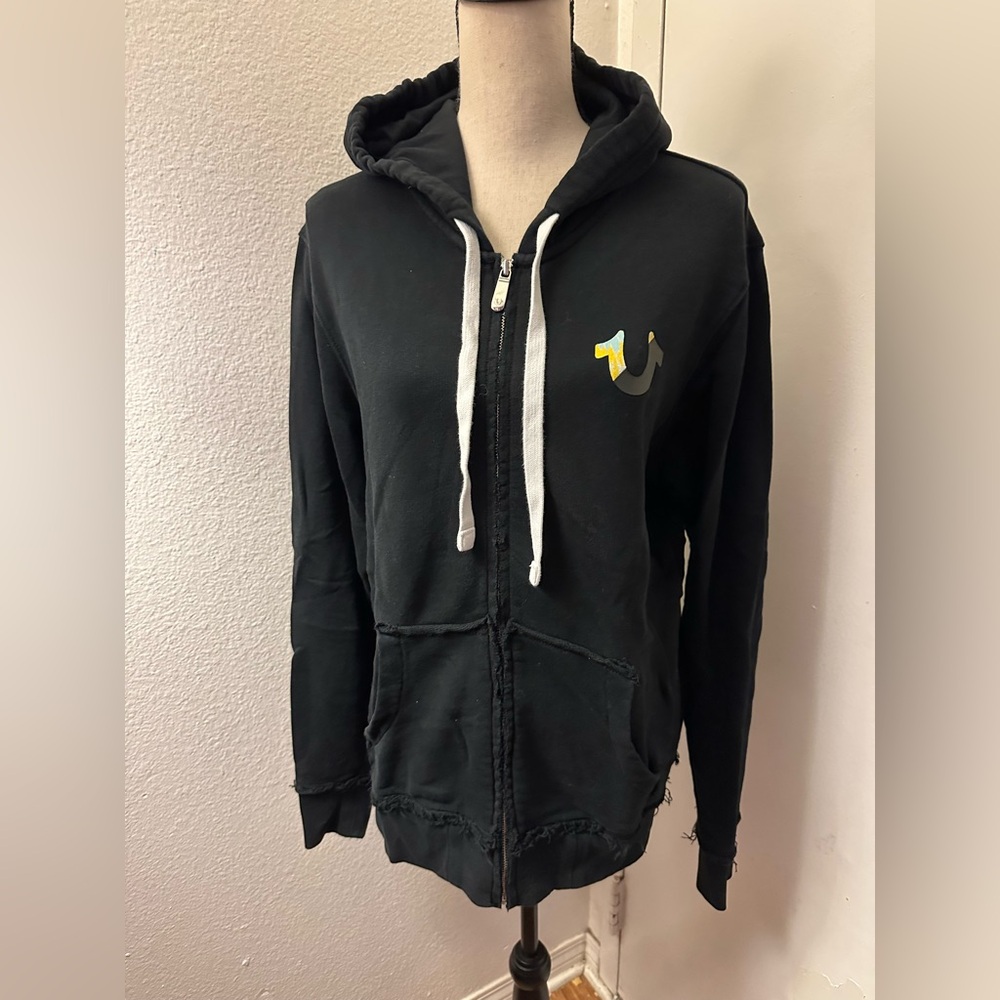 True Religion Black Zip Up Sweater
